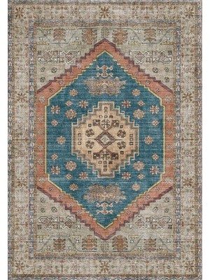 Çam Halı Anatolia 32-036 Etnik Eskitme Desenli Dokuma Tabanlı Yıkanabilir Şönil Salon ve Oda Halısı