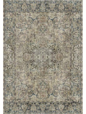 Çam Halı Anatolia 32-075 Etnik Eskitme Desenli Dokuma Tabanlı Yıkanabilir Şönil Salon ve Oda Halısı