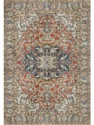 Çam Halı Anatolia 32-074 Etnik Eskitme Desenli Dokuma Tabanlı Yıkanabilir Şönil Salon ve Oda Halısı