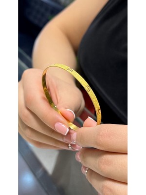 Kuyumcu Nurettin 8 gr (Gram) Çivi Desenli Simli Kibrit Çöpü Bilezik 22 Ayar Altın Yatırımlık Işçiliksiz