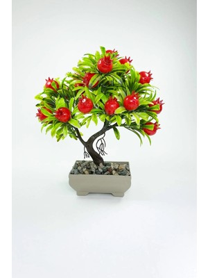 Remstdrk Dekor Ağaç Bereket Nar Ağacı Saksılı Dekoratif Ağaç Biblo 24X13 cm