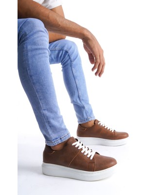 Zapatos SLW151 Boost Bağcıklı Cilt Erkek Günlük Sneaker Ayakkabı Cbt - Taba