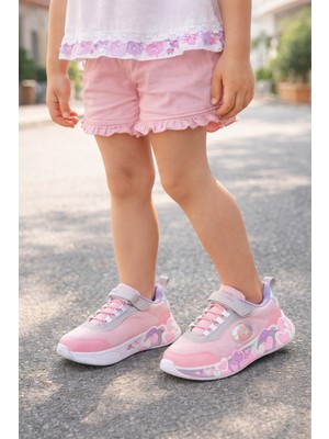 Minibonito Kız Çocuk Cırtcırtlı Spor Ayakkabı (Kalp Detaylı)