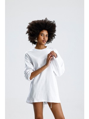Rose Arya Oversize Beyaz Uzun Kollu Tshirt