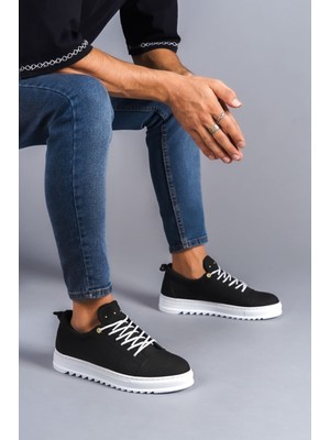 Zapatos SLW152 Cool Bağcıklı Keten Erkek Günlük Spor Klasik Ayakkabı Kbt - Siyah