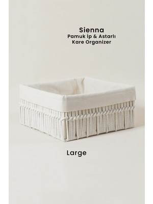 Marrien Sienna Organizer El Yapımı Ekru Pamuk İp Astarlı D