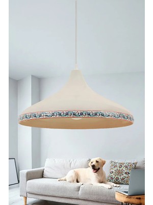 Marrien Nova Tile Modern Tekli Krem Metal Sarkıt (35 cm) Salon, Mutfak & Cafe için Dekoratif Avize