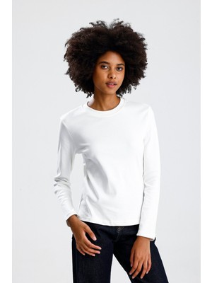 Rose Arya Beyaz Uzun Kol Tshirt