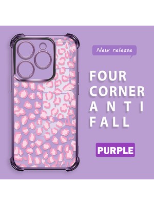 Ucuc Tecno Spark 20/20C Uyumlu Şeffaf Silikon Köşe Koruma Lens Korumalı Elektroplatlı Kenar Kılıf Leopar Desen