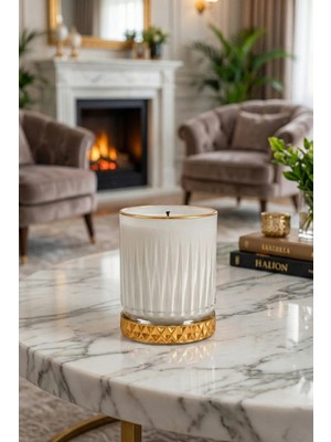 The Groove Yasemin Kokulu Krem Gold Gloria 8,5 X 9,5 Cm Dekoratif Kokulu Cam Mum