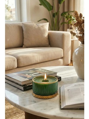 The Groove Paçuli Kokulu Yaprak Yeşili Gold Gloria 9 X 5,5 Cm Dekoratif Kokulu Cam Mum