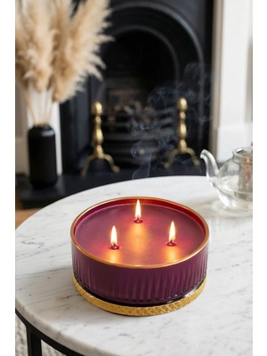 The Groove Vanilya Tarçın Kokulu Mürdüm Gold Gloria 13 X 5,5 Cm Dekoratif Kokulu Cam Mum