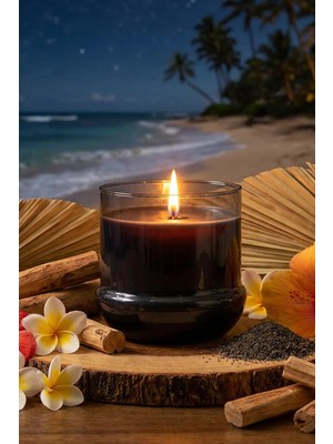 Marrien Hawaii Sandal Kokulu Mum 260 g – Mantar Desenli Şeffaf Füme Cam Bardak