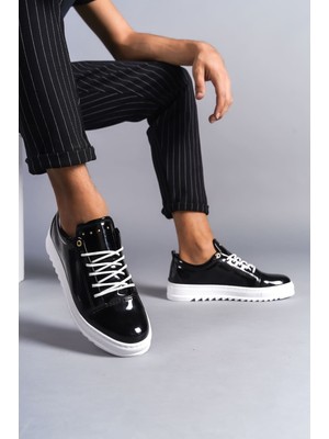 Zapatos SLW152 Cool Bağcıklı Rugan Erkek Günlük Spor Klasik Ayakkabı Rbt - Siyah