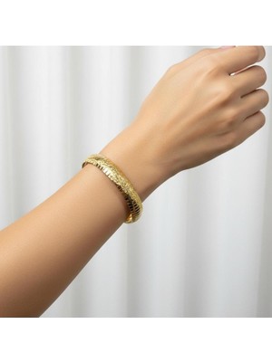 Kuyumcu Nurettin 10 gr (Gram) Kristal Desenli Şarnel Bilezik 22 Ayar Altın Yatırımlık Işçiliksiz