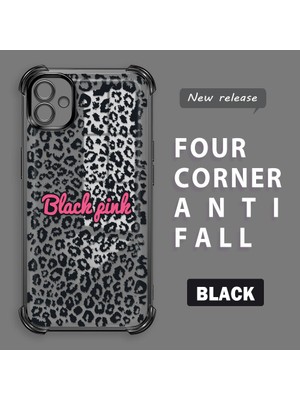 Ucuc Samsung Galaxy A04 Uyumlu Şeffaf Silikon Köşe Koruma Lens Korumalı Elektroplatlı Kenar Kılıf Leopar Desen