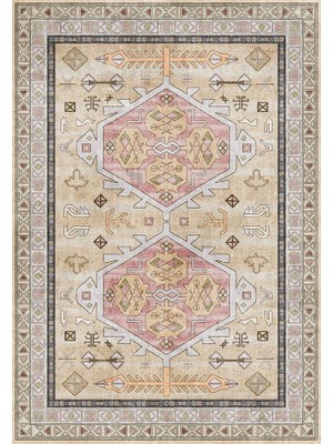 Çam Halı Anatolia 32-035 Etnik Eskitme Desenli Dokuma Tabanlı Yıkanabilir Şönil Salon ve Oda Halısı