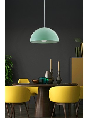 Marrien Luna Mint Yeşili Metal Sarkıt (30 cm) Yemek Masası Üstü Avize Mutfak & Salon Aydınlatması