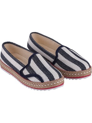 Cotto Shoes Lacivert-Bej Keten Kadın Sneaker