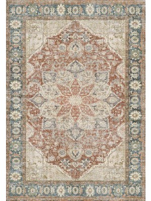 Çam Halı Anatolia 32-064 Etnik Eskitme Desenli Dokuma Tabanlı Yıkanabilir Şönil Salon ve Oda Halısı