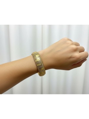 Kuyumcu Nurettin 10 gr (Gram) Grek Desenli Şarnel Bilezik 22 Ayar Altın Yatırımlık Işçiliksiz