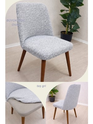 UY STYLE Jakarli Kumaş Çubuk Desen Büyük Oval Sandalye Kılıfı,likrali ,esnekli Oval Sandalye Örtüsü 1 Adet