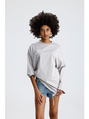 Rose Arya Oversize Gri Uzun Kollu Tshirt