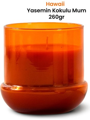 Marrien Hawaii Yasemin Kokulu Mum 260 g  Mantar Desenli Şeffaf Turuncu Bardak