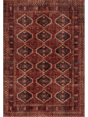 Çam Halı Anatolia 32-058 Etnik Afgan Halısı Desenli Dokuma Tabanlı Yıkanabilir Şönil Salon ve Oda Halısı