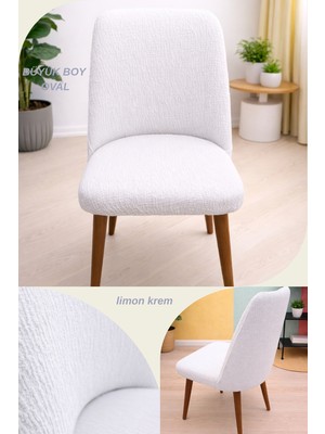 UY STYLE Jakarli Kumaş Çubuk Desen Büyük Oval Sandalye Kılıfı,likrali ,esnekli Oval Sandalye Örtüsü 1 Adet