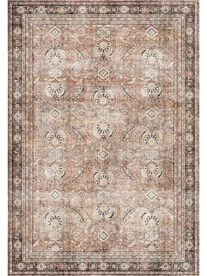 Çam Halı Anatolia 32-057 Etnik Eskitme Desenli Dokuma Tabanlı Yıkanabilir Şönil Salon ve Oda Halısı