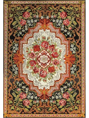 Çam Halı Anatolia 32-033 Karabağ Halısı Desenli Dokuma Tabanlı Yıkanabilir Şönil Salon ve Oda Halısı