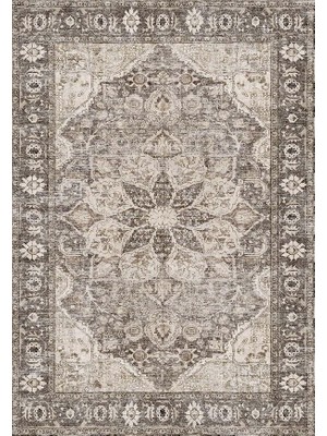 Çam Halı Anatolia 32-065 Etnik Eskitme Desenli Dokuma Tabanlı Yıkanabilir Şönil Salon ve Oda Halısı