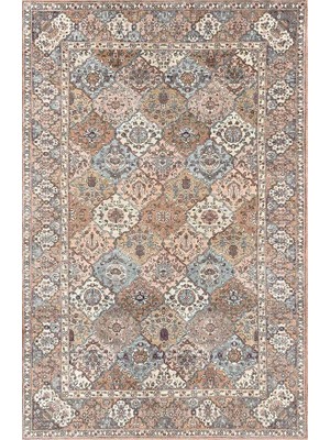 Çam Halı Anatolia 32-071 Etnik Eskitme Desenli Dokuma Tabanlı Yıkanabilir Şönil Salon ve Oda Halısı