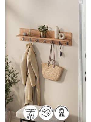 Bofigo Portmanto Duvar Askılığı Elbise Askılığı Yıldız Çam 91 cm