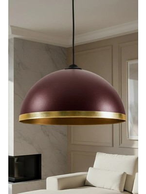 Marrien Luna Modern Tekli Bordo Metal Golden Sarkıt (30 cm)  Salon, Mutfak & Cafe için Dekoratif Avize