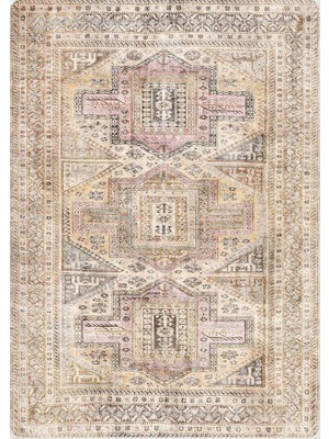 Çam Halı Anatolia 32-052 Etnik Eskitme Desenli Dokuma Tabanlı Yıkanabilir Şönil Salon ve Oda Halısı