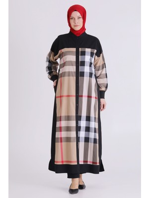 Perisa Tesettür Büyük Beden Ekose Ferace
