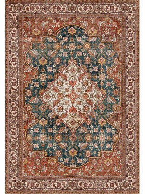 Çam Halı Anatolia 32-040 Etnik Eskitme Desenli Dokuma Tabanlı Yıkanabilir Şönil Salon ve Oda Halısı