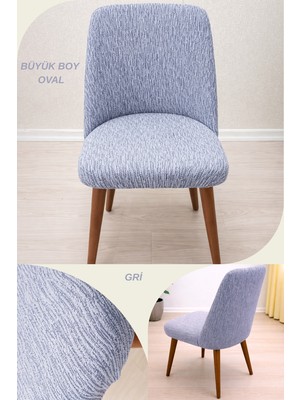 UY STYLE Jakarli Kumaş Çubuk Desen Büyük Oval Sandalye Kılıfı,likrali ,esnekli Oval Sandalye Örtüsü 1 Adet