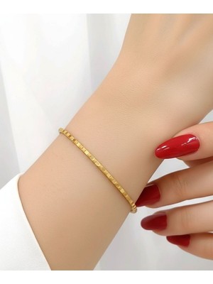 Kuyumcu Nurettin 22 Ayar Altın Ayna Desenli Ajda Bilezik 8 gr Modeli Işçiliksiz Sarı Renk