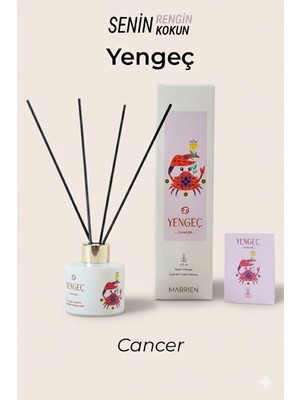 Marrien YENGEÇ Burcu Çubuklu Oda Kokusu Özel Seri 100 ml- Kalıcı ve Dekoratif Çiçek & Meyve Kokusu