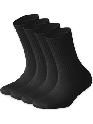 Sonnors 4 Çift Pamuklu Nefes Alabilir Kompresyon Özellikli Kadın Erkek Siyah Spor Çorabı