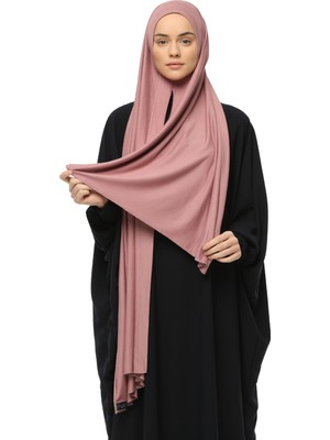 Altobeh Hazır Pratik Geçmeli Lüks Organik Düz Penye Şal Çapraz Hizalı-Toz Pembe