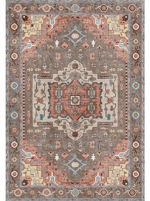 Çam Halı Anatolia 32-037 Etnik Eskitme Desenli Dokuma Tabanlı Yıkanabilir Şönil Salon ve Oda Halısı