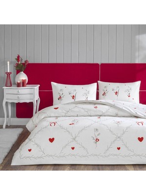 Taç Çift Kişilik Ranforce %100 Pamuk Nevresim Takımı Amoura Glowlu Kırmızı