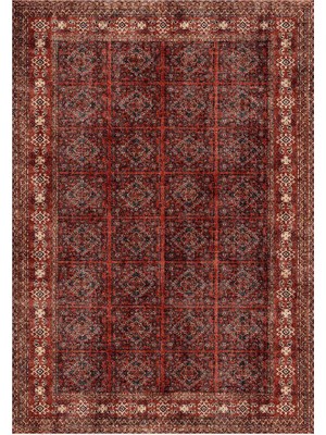 Çam Halı Anatolia 32-059 Etnik Afgan Halısı Desenli Dokuma Tabanlı Yıkanabilir Şönil Salon ve Oda Halısı