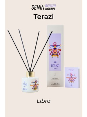 Marrien TERAZİ Burcu Çubuklu Oda Kokusu Özel Seri 100 ml- Kalıcı ve Dekoratif Beyaz Yasemin & Zarafet