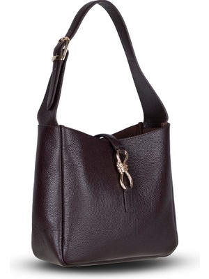 PLM Her Kombine Uyum Sağlayan Klasik Hakiki Deri Kadın Omuz Çantası – Azura - Acı Kahve