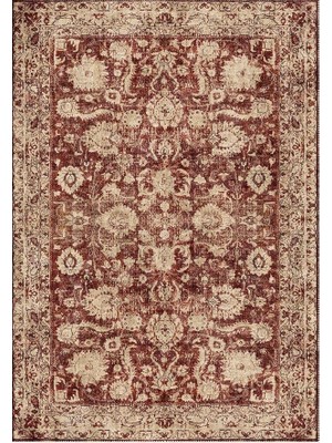 Çam Halı Anatolia 32-048 Etnik Eskitme Desenli Dokuma Tabanlı Yıkanabilir Şönil Salon ve Oda Halısı